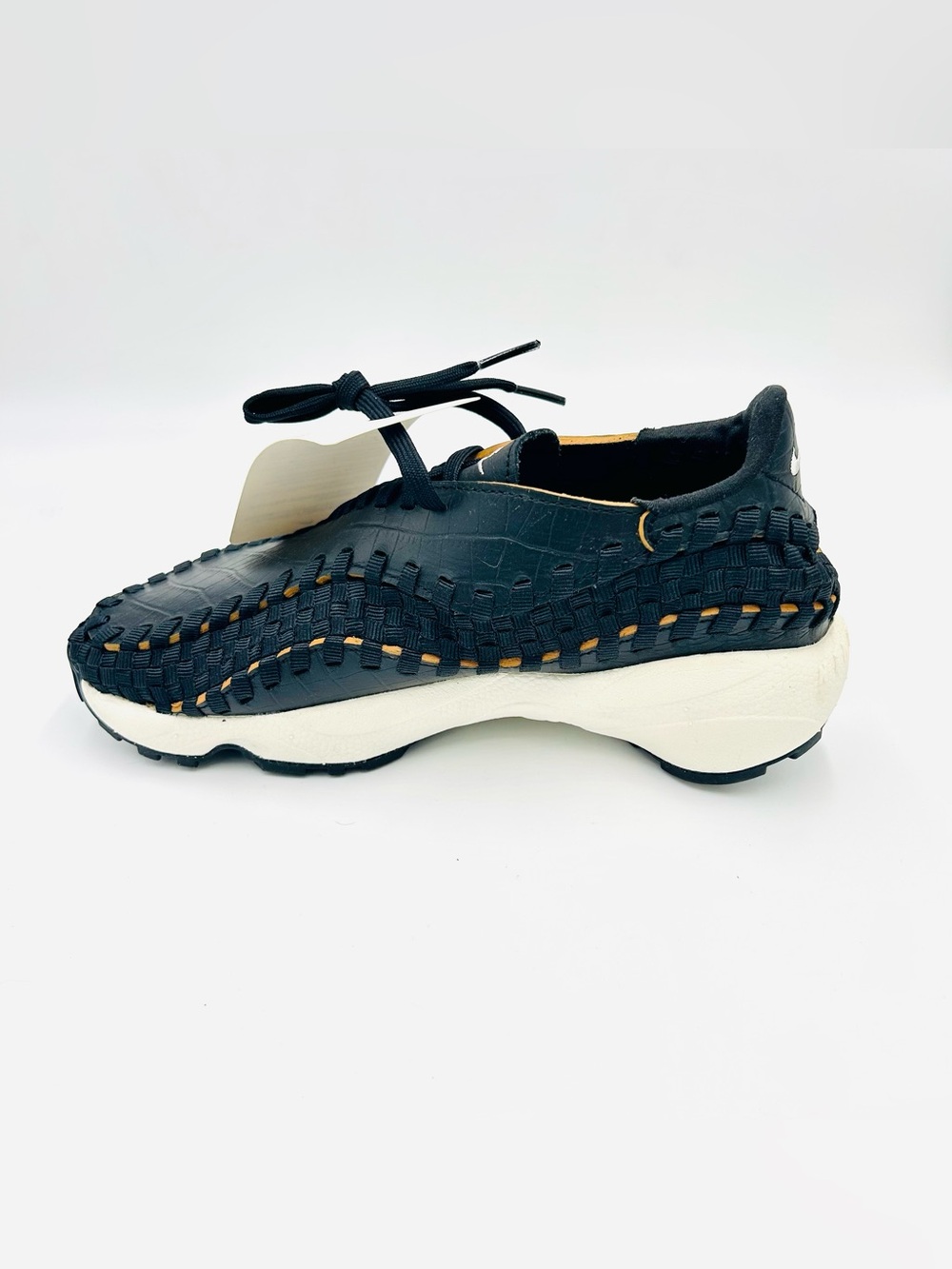 Nike Air Footscape Woven Croc Black Leather Sneakers New Women’s Size 7.5 Rare - Picture 4 of 11